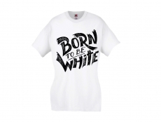 Frauen T-Shirt - Born to be white - Logo - weiß/schwarz