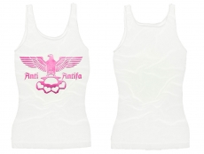 Frauen Top - Anti Antifa - Adler mit Schlagring - weiß/pink