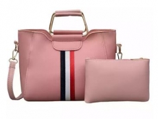 Frauen Handtasche - Stripe - rosa - mit Geldbeutel