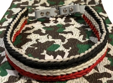 Hundehalsband - schwarz-weiß-rot - Paracord - massive - groß
