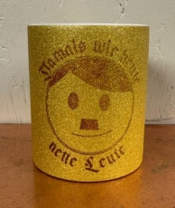Glitzer Tasse - gold - Nettes Gesicht