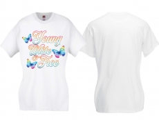 Frauen T-Shirt - young,white & free - weiß - bunt - Motiv1