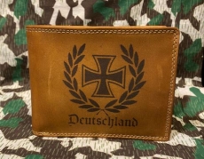 Leder Geldbeutel - Eisernes Kreuz im Lorbeerkranz