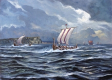 Wandbild - Wikingerschiffe auf der Fahrt nach Jomsburg