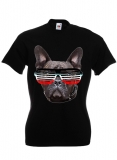 Frauen T-Shirt - Bulldogge - Brille - swr