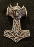 Halskette - Thors Hammer - mit Skullhead - groß - ohne Kette +++EINZELSTÜCK+++