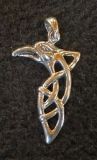 Silber Kettenanhänger - Rabe keltischer Knoten
