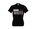 Frauen T-Shirt - Born to be white - Leopard - schwarz/pink
