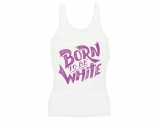 Frauen Top - Born to be white - Logo - weiß/lila
