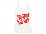 Frauen Top - Born to be white - Logo - weiß/rot