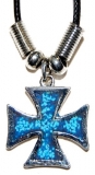 Halskette - Eisernes Kreuz - blau klein