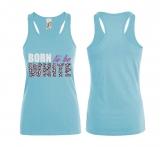 Frauen Top - Born to be white - Leopard - Atoll blau/pink