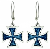 Ohrringe - Eisernes Kreuz - blau