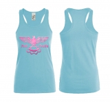 Frauen Top - Anti Antifa - Adler mit Schlagring - Pink - Atoll blau