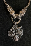 Halskette - Odin mit Fenriswolf - massiv