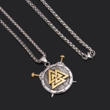 Halskette - Wikinger Schild mit Picts Knoten - silber/gold Optik