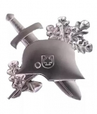 Pin - Stahlhelm mit Eichenlaub & Schwert - Silber Optik