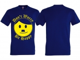 Frauen T-Shirt - Nettes Gesicht - Dont worry be happy - blau