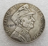 Medallie - General Dietl - Sieger von Narvik - silbern - Sammleranfertigung