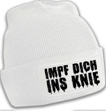 Mütze - BD - Impf dich ins Knie - weiß/schwarz