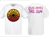 Frauen T-Shirt - Retro - Schwarze Sonne - Here comes the Sun - weiß