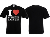 Frauen T-Shirt - I Love Goldener Löwe - schwarz
