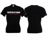 Frauen T-Shirt - Widerstand - Gegen das System - Schrift - schwarz