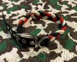 Hundehalsband - schwarz-weiß-rot - geflochten - klein