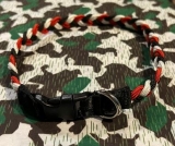 Hundehalsband - schwarz-weiß-rot - geflochten - mittel