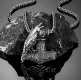 Halskette - Thors Hammer - mit Rabe