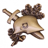 Pin - Stahlhelm mit Eichenlaub & Schwert - Bronze Optik