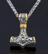 Halskette - Thors Hammer - der Mächtige - silber/gold Optik
