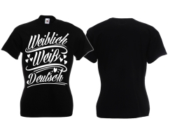 Frauen T-Shirt - weiblich/weiß/deutsch - schwarz/weiß