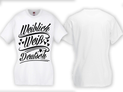 Frauen T-Shirt - weiblich/weiß/deutsch - weiß/schwarz