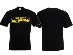 Frauen T-Shirt - Get Woke - Go Broke - schwarz/gelb