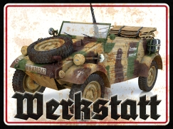 Blechschild - 30x40cm - Werkstatt - VW Kübelwagen