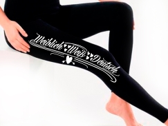 Frauen - Leggings - Weiblich Weiß Deutsch - schwarz/weiß