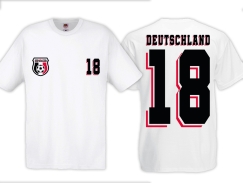 T-Hemd - Fußball - Deutschland - Trikot 18 - Motiv 1 - weiß