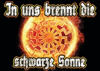 Schwarze Sonne - brennend - Aufkleber Paket 50 Stück