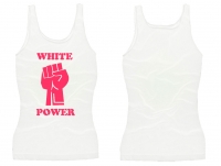 Frauen Top - White Power - weiß/pink