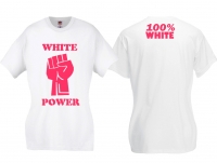 Frauen T-Shirt - White Power - weiß/pink - klein