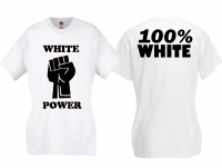 Frauen T-Shirt - White Power - weiß/schwarz - groß