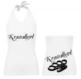 Frauen Neckholder Top - Krawallgirl - Motiv 2 - weiß - schwarz
