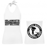 Frauen Neckholder Top - Islamists not Welcome - Motiv 2 - weiß - schwarz