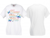 Frauen T-Shirt - young,white & free - weiß - bunt - Motiv1