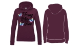 Frauen College Hoodie - young, white & free - burgundy