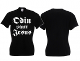 Frauen T-Shirt - Odin statt Jesus - Motiv 3 - schwarz/weiß